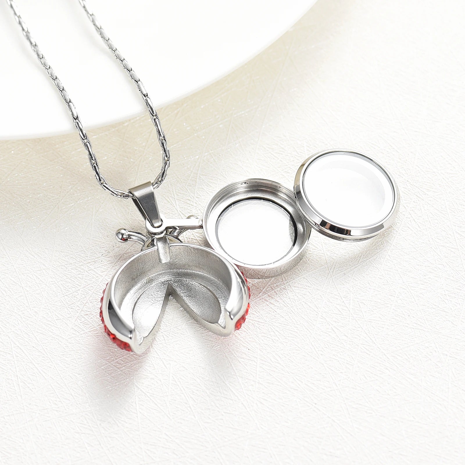 Lady Beetle Urn Necklace With Crystals
