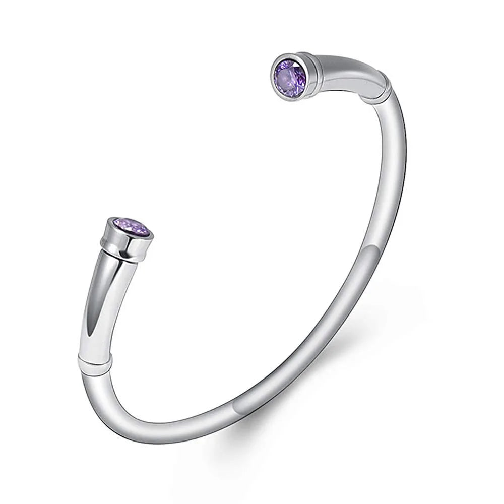 Ashes Keepsake Birthstone Charm Cuff Cremation Urn Bracelet Stainless Steel Expandable