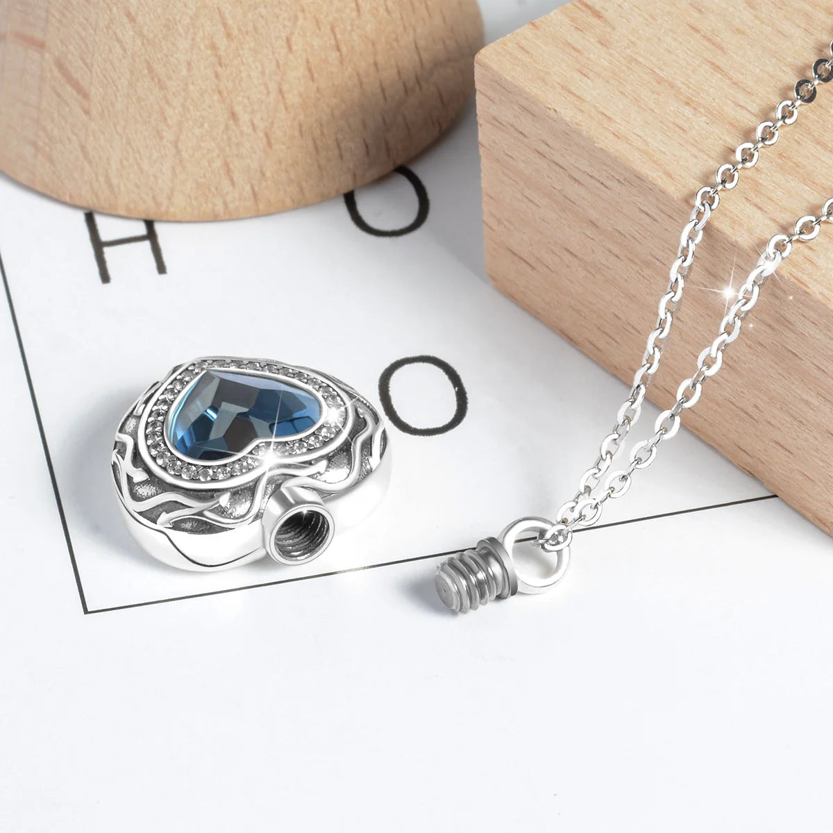 Sterling Silver Heart Cremation Necklace