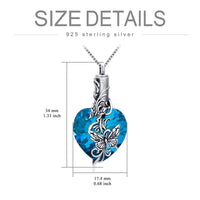 Ashes Keepsake 925 Sterling Silver Urn Necklace Crystal Heart With Butterfly