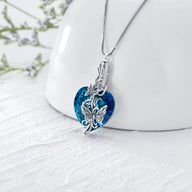 Ashes Keepsake 925 Sterling Silver Urn Necklace Crystal Heart With Butterfly