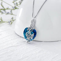 Ashes Keepsake 925 Sterling Silver Urn Necklace Crystal Heart With Butterfly