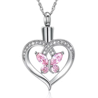 Ashes Keepsake Cremation Jewelry Butterfly Heart Urn Necklace Cremation Jewelry