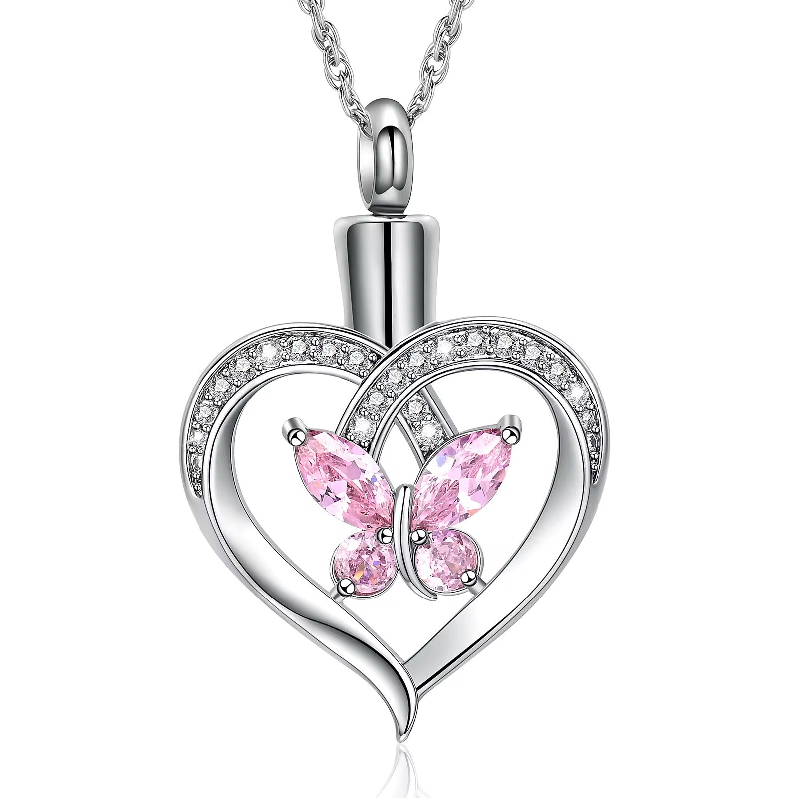 Ashes Keepsake Cremation Jewelry Butterfly Heart Urn Necklace Cremation Jewelry
