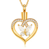 Ashes Keepsake Cremation Jewelry Butterfly Heart Urn Necklace Cremation Jewelry