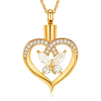 Ashes Keepsake Cremation Jewelry Butterfly Heart Urn Necklace Cremation Jewelry