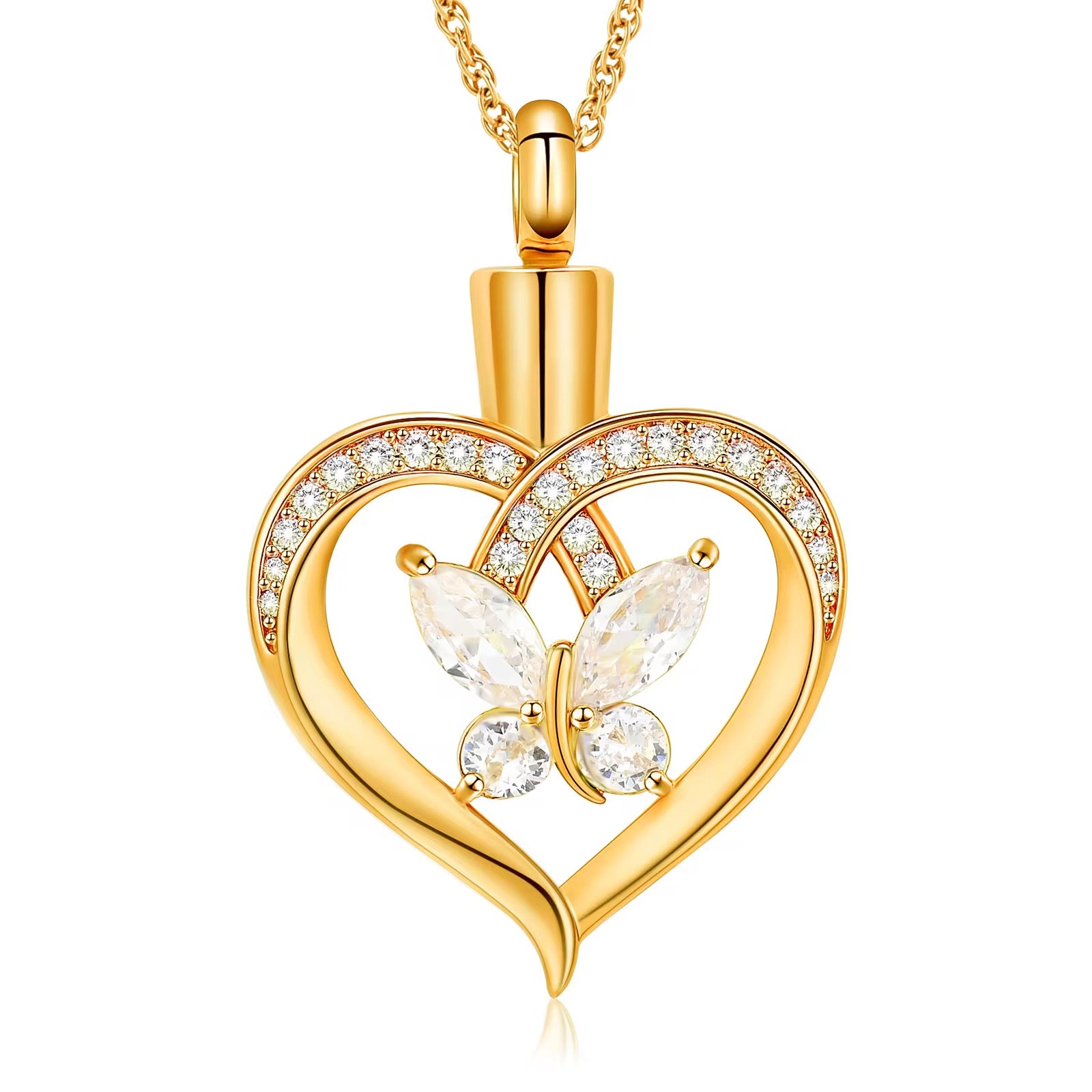 Ashes Keepsake Cremation Jewelry Butterfly Heart Urn Necklace Cremation Jewelry