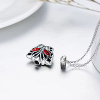 Ashes Keepsake 925 Sterling Silver Red Zircon Butterfly Urn Necklace / Cremation Jewelry