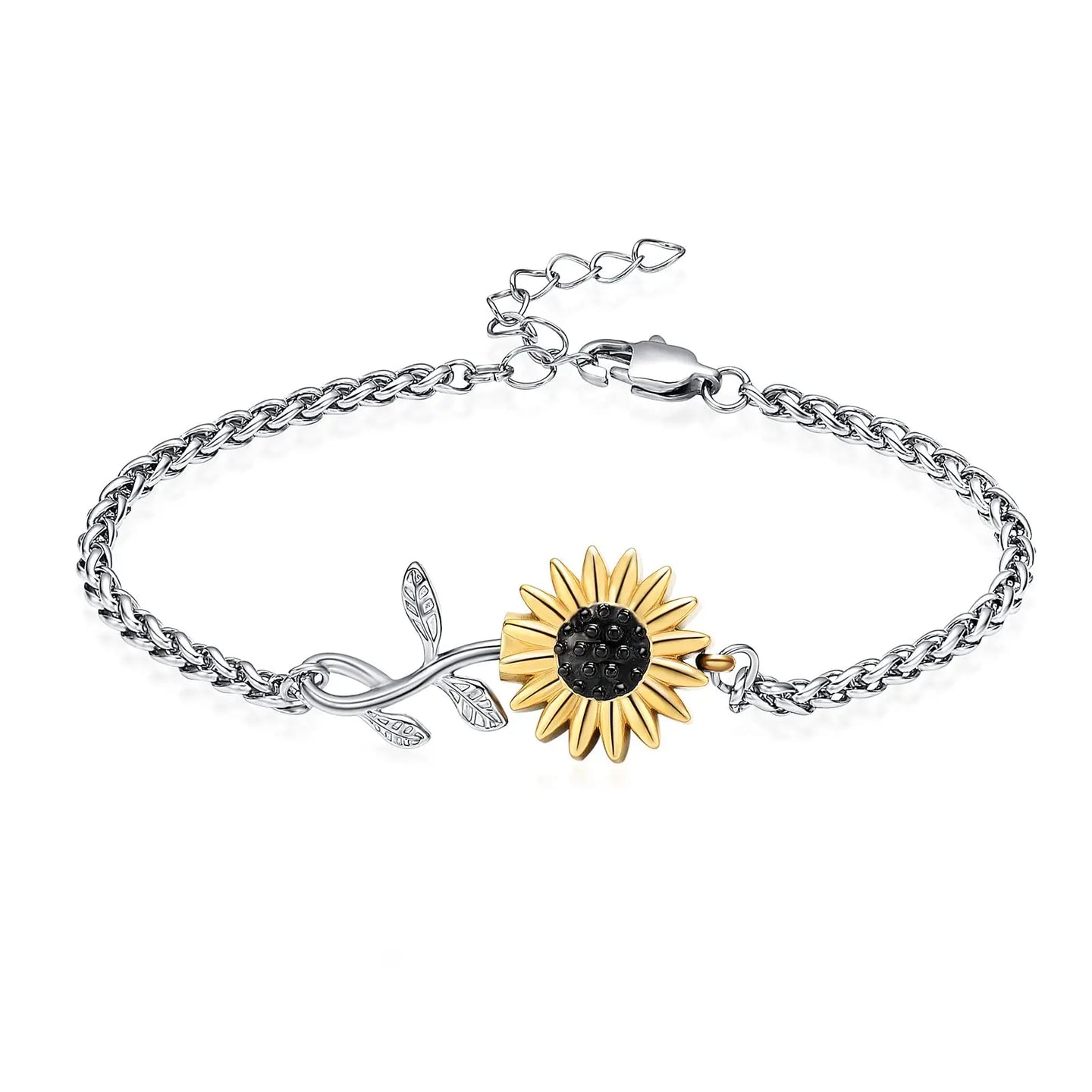 Sunflower Urn Bracelet For Ashes Stainless Steel