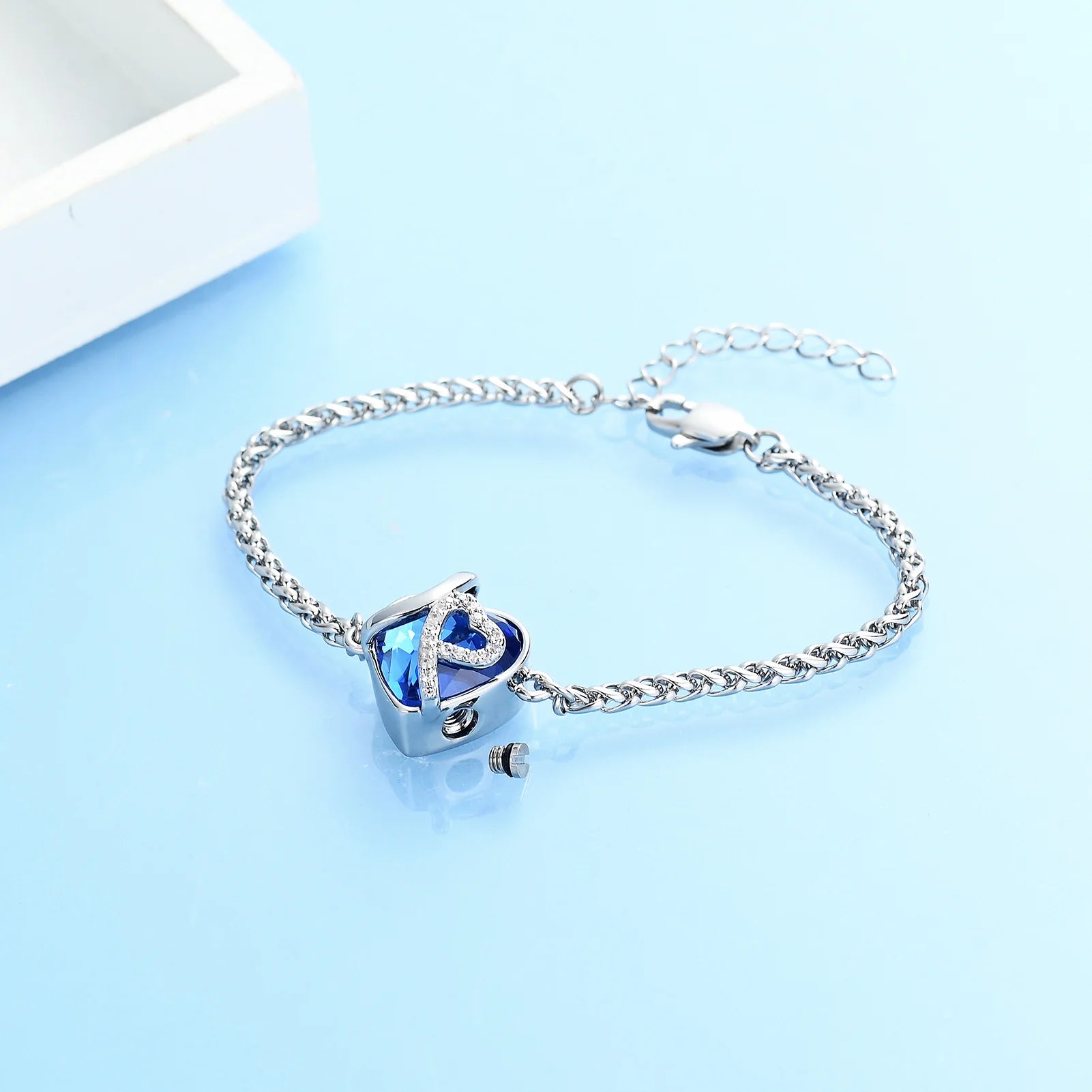 Ashes Keepsake Crystal Heart Urn Bracelet For Ashes Stainless Steel