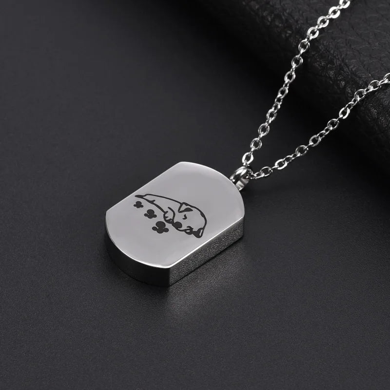 Cremation Jewelry Dog Urn Necklace