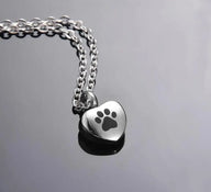 Stainless Steel Rhinestone Pet Urn Necklace Paw Print