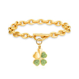 Urn Bracelet For Ashes Green Clover Leaf