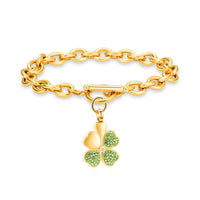 Urn Bracelet For Ashes Green Clover Leaf