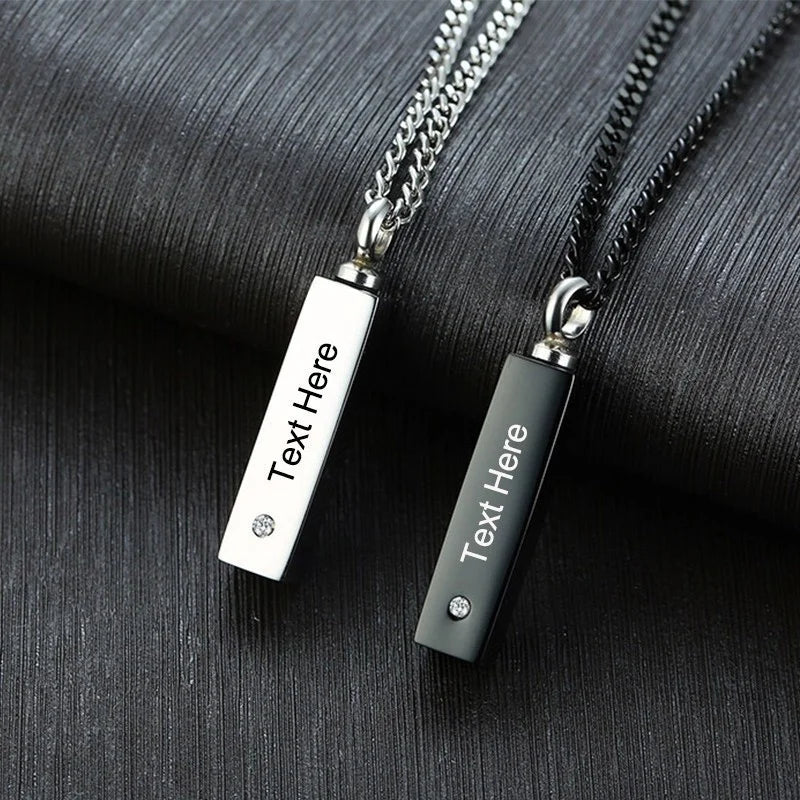 Ashes Keepsake Mens Urn Necklace With Custom Engraving Personalized Cremation Jewelry