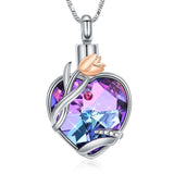 Heart Urn Necklace for Ashes With Tulip Flower