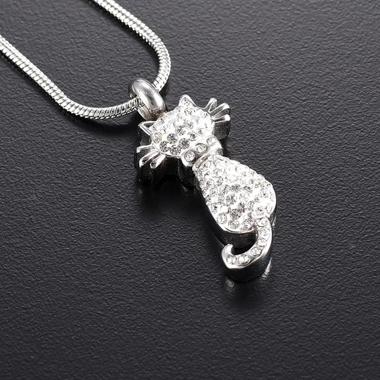Cremation Necklace For Cat Ashes Stainless Steel