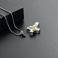 Cross Necklace For Ashes With Hummingbird