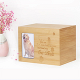 Wooden Dog or Cat Urn with Picture Frame