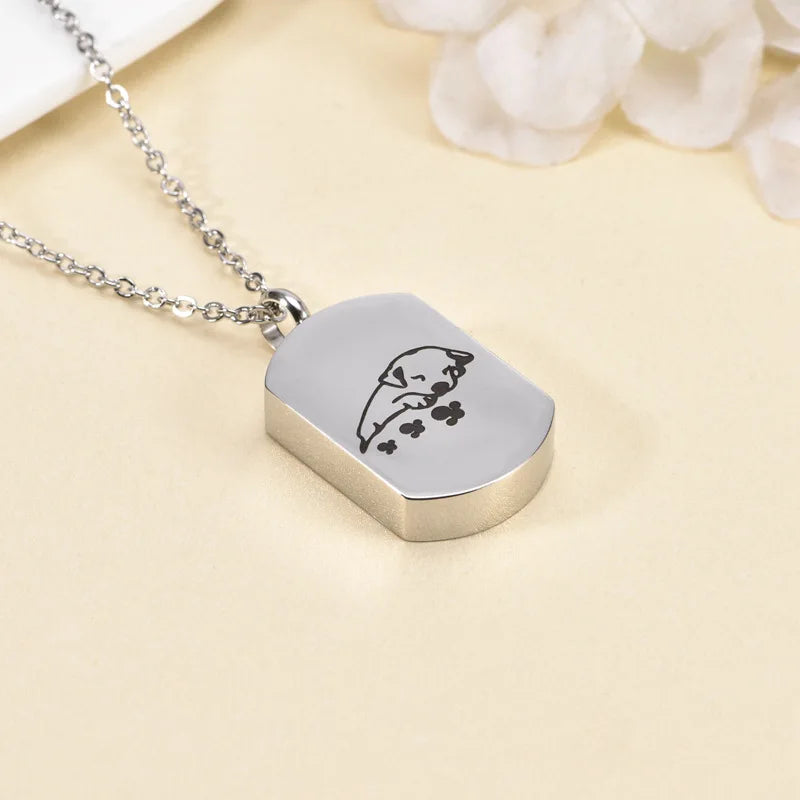 Cremation Jewelry Dog Urn Necklace