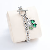 Urn Bracelet For Ashes Green Clover Leaf