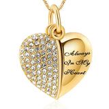 Ashes Keepsake Always in My Heart Crystal Cremation Urn Necklaces for Ashes  Stainless Steel Cremation Jewelry