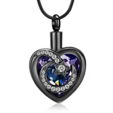 Ashes Keepsake Moon and Star Urn Necklace for Ashes With Crystal Heart Cremation Jewelry