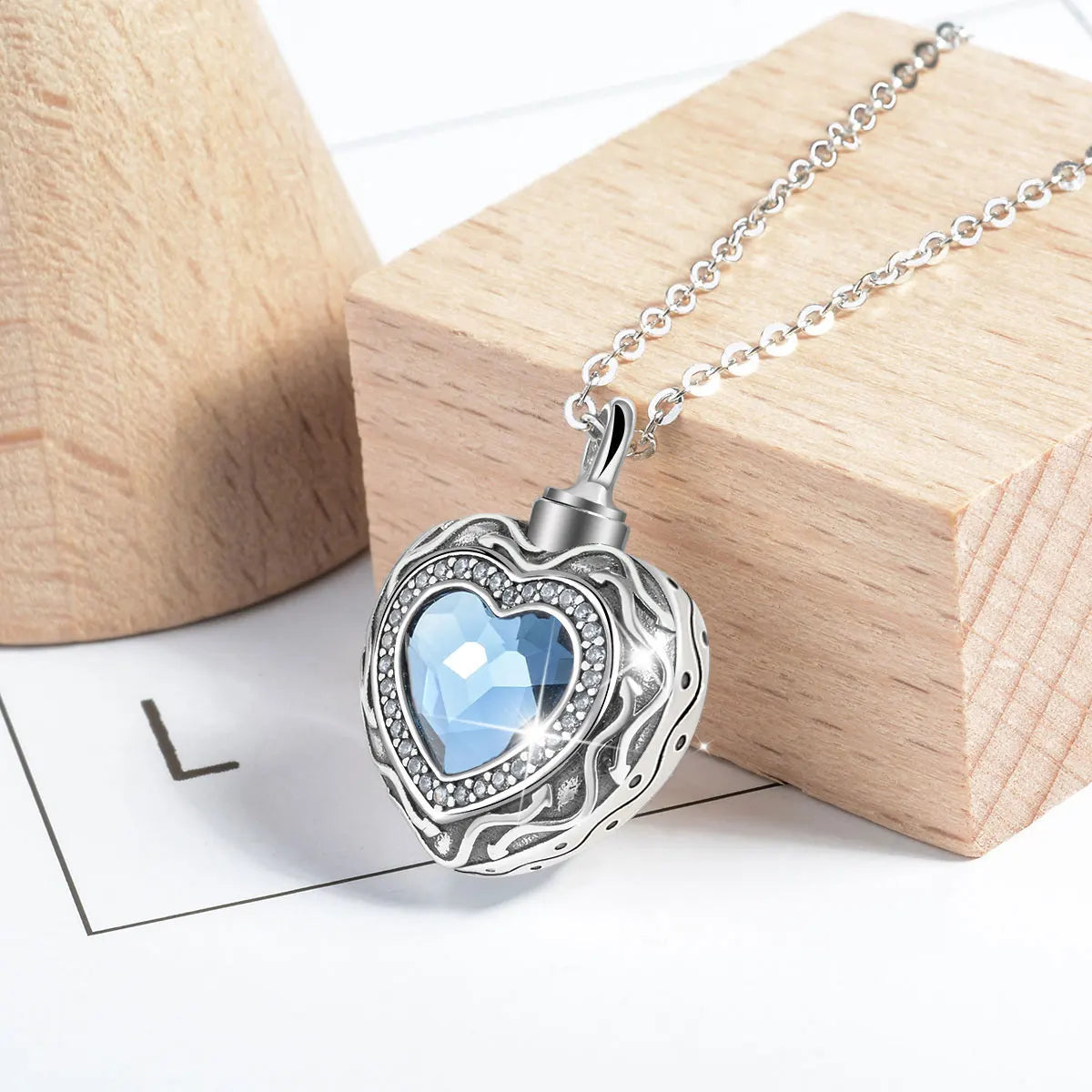 Sterling Silver Heart Cremation Necklace
