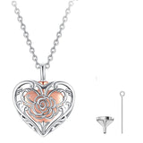 Sterling Silver Rose Butterfly Ashes Locket Urn Necklace