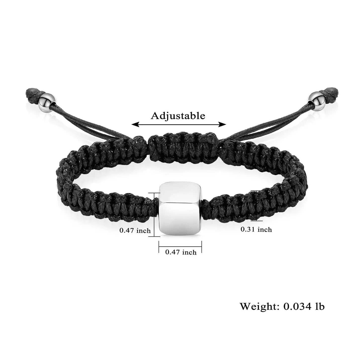 Square Urn Bracelet For Ashes Stainless Steel