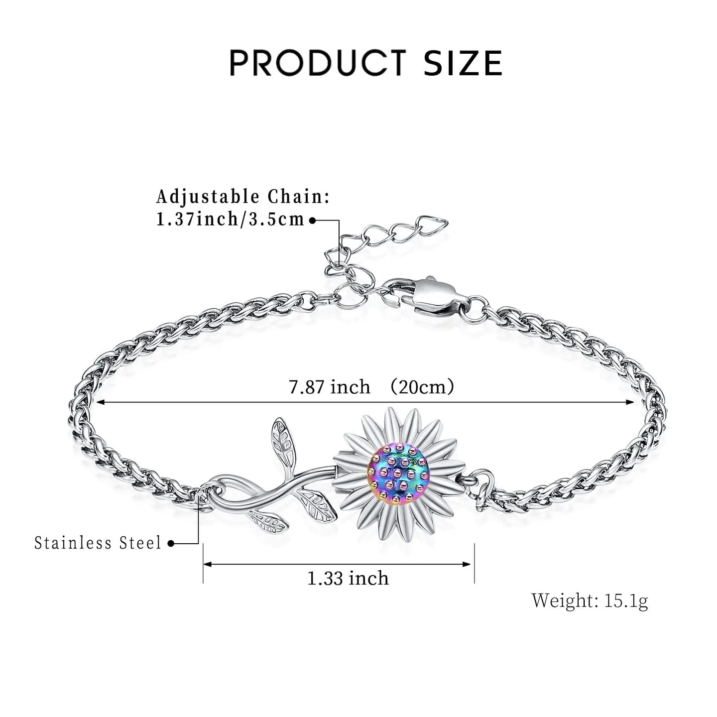Sunflower Urn Bracelet For Ashes Stainless Steel