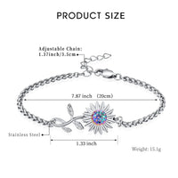 Sunflower Urn Bracelet For Ashes Stainless Steel