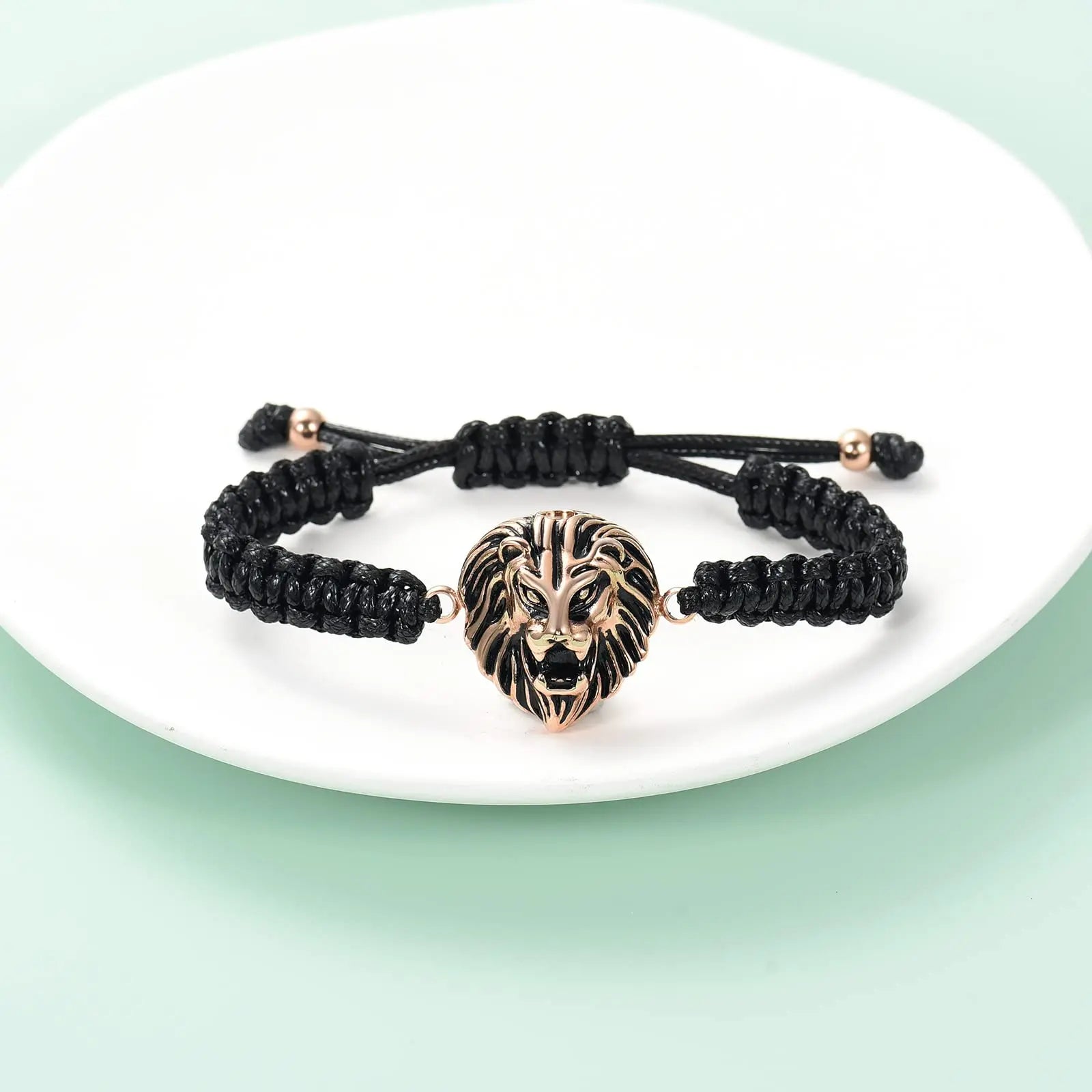 Ashes Keepsake Lion Head Cremation Urn Bracelet for Ashes Braided Rope Men's Cremation Jewelry