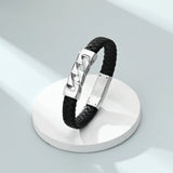 Ashes Keepsake Leather Cuban Link Bracelet for Ashes, Men's Stainless Cremation Jewelry
