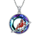 Ashes Keepsake Cardinal Urn Necklace for Ashes Cremation Jewelry With Crystal