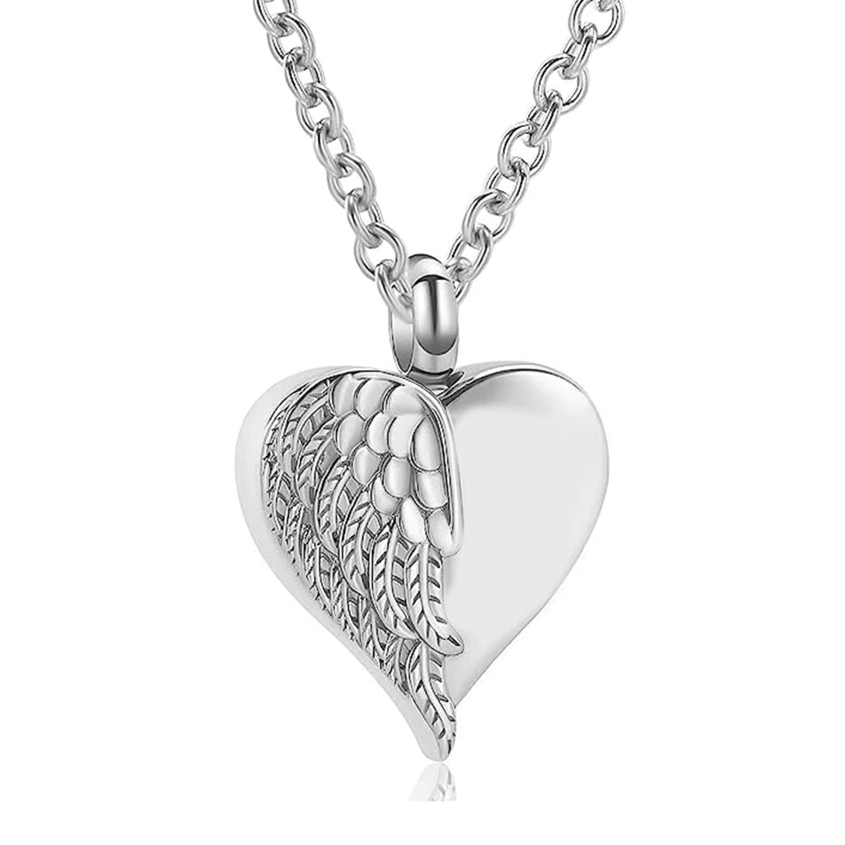 Heart Angel Wing Urn Necklace Ashes Cremation Jewelry