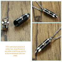 Bullet Urn Necklace Pet Ashes Keepsake Urn