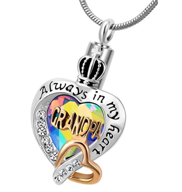 Stainless Steel Mom Ashes Cremation Jewelry / Personalized Heart Urn Necklace For Mom, Dad, Grandma, Grandpa