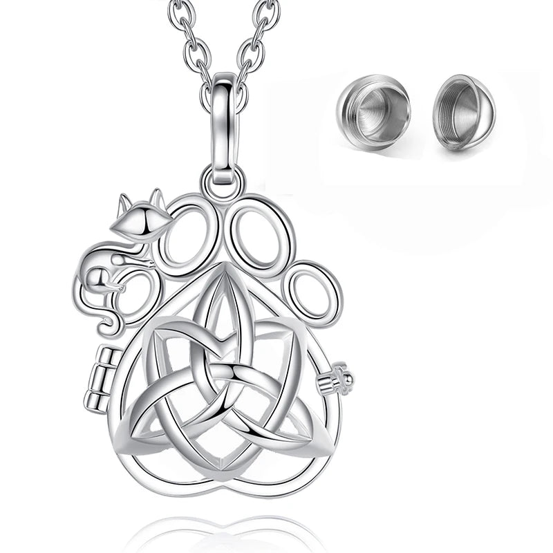 Pet Ashes Urn Necklace With Cat and Paw