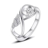 Heart And Wing Crystal Urn Ring Stainless Steel