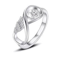 Heart And Wing Crystal Urn Ring Stainless Steel