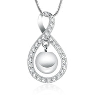 Ashes Keepsake Infinite Ring Shape Urn Pendant With Hanging Ball Cremation Jewelry
