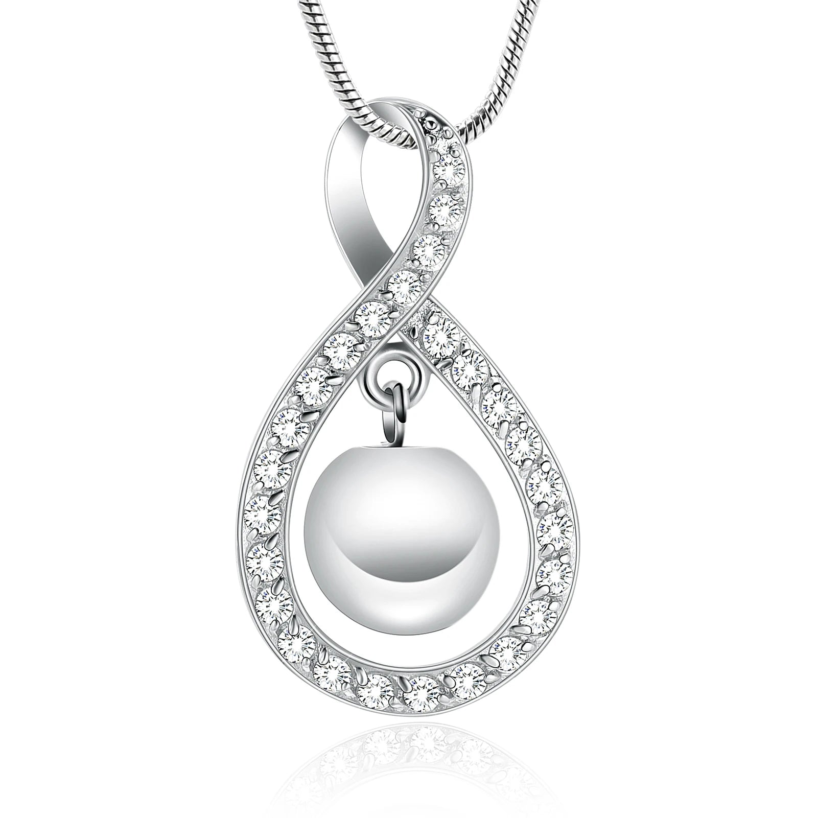 Ashes Keepsake Infinite Ring Shape Urn Pendant With Hanging Ball Cremation Jewelry