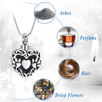 Pet Paw Print Urn Necklace for Dog Cat Ashes