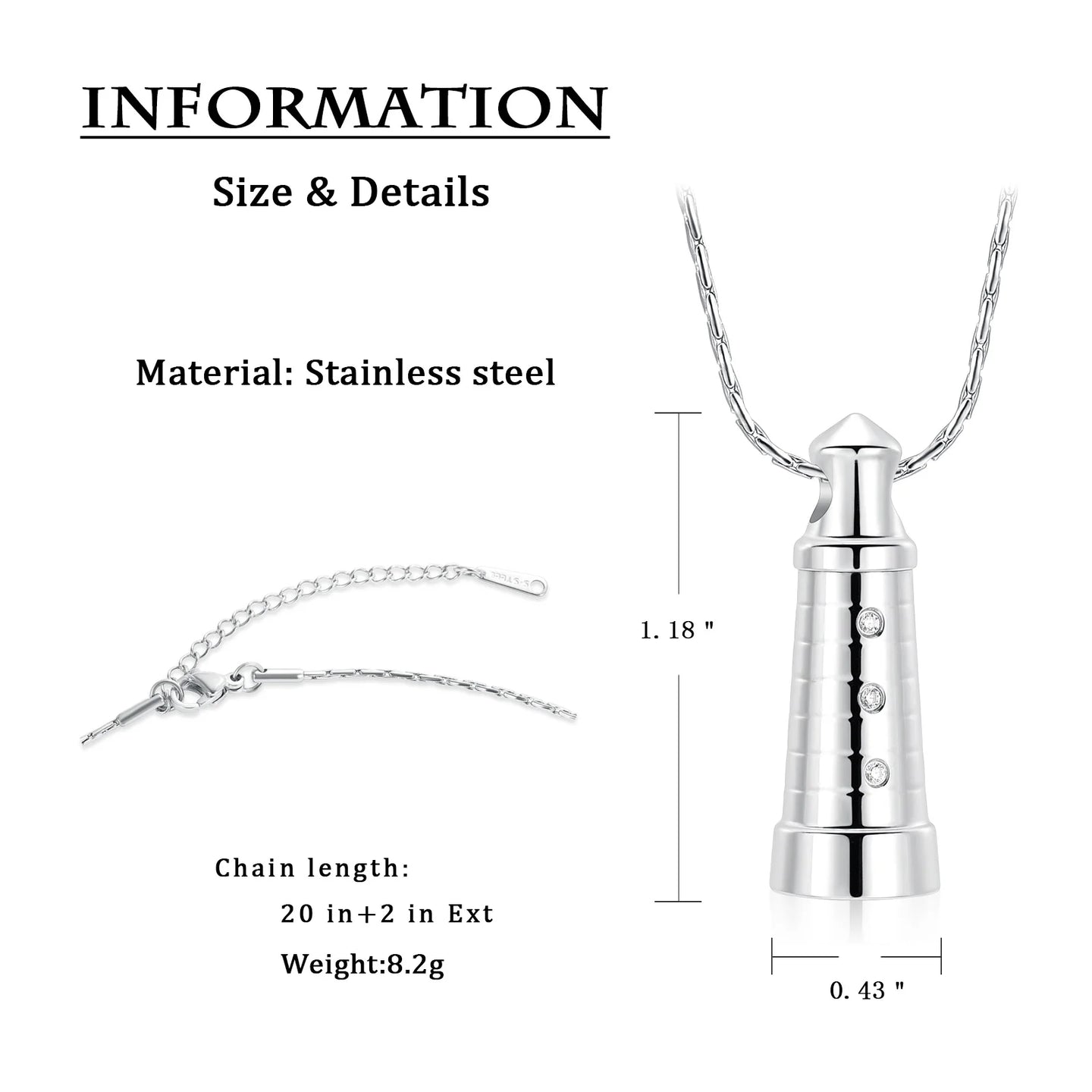 Ashes Keepsake Lighthouse Urn Pendant for Ashes Cremation Jewelry