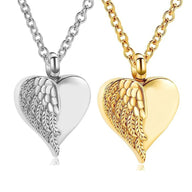 Heart Angel Wing Urn Necklace Ashes Cremation Jewelry