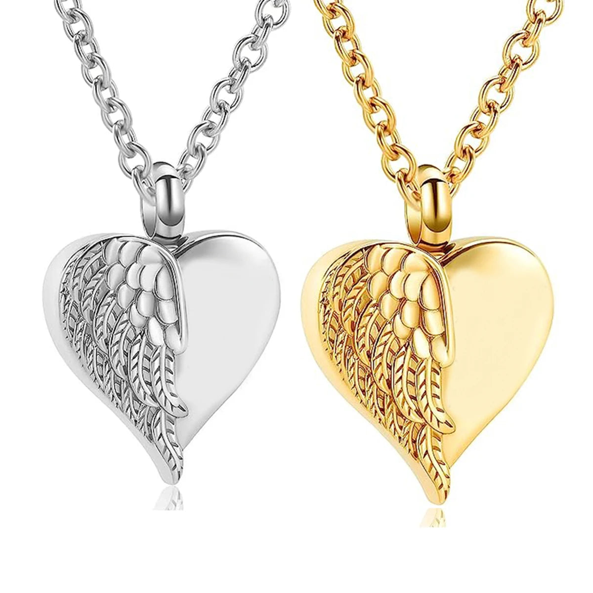 Heart Angel Wing Urn Necklace Ashes Cremation Jewelry