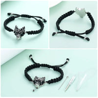 Wolf Head Cremation Urn Bracelet for Ashes Adjustable Cremation Jewelry