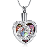 Ashes Keepsake Moon and Star Urn Necklace for Ashes With Crystal Heart Cremation Jewelry