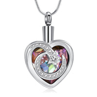 Ashes Keepsake Moon and Star Urn Necklace for Ashes With Crystal Heart Cremation Jewelry